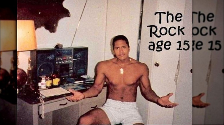 Shirtless Dwayne Johnson at 15