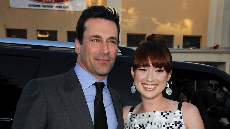 Ellie Kemper and John Hamm at the Bridesmaids premiere