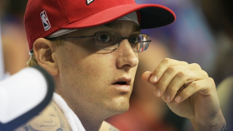 Eminem at a basketball game in 2005