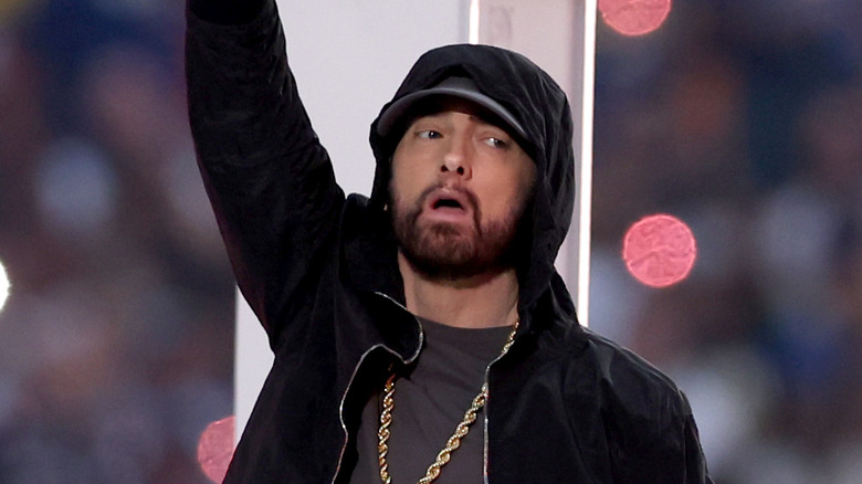 Eminem performing at the 2022 Super Bowl