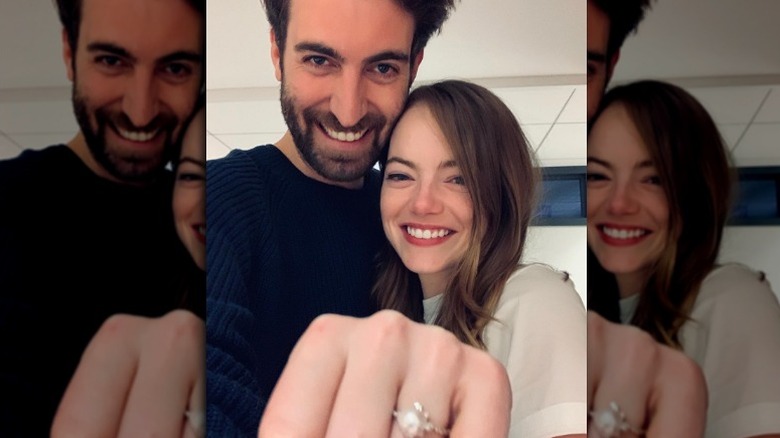 Emma Stone shows off engagement ring with Dave McCary
