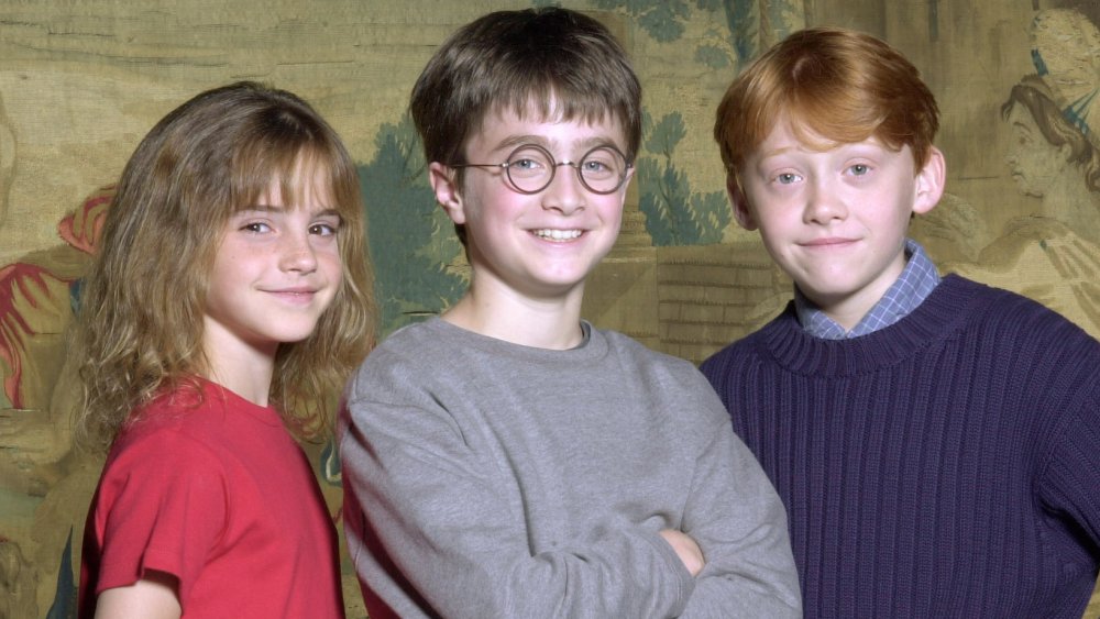 Emma Watson, Daniel Radcliffe, and Rupert Grint after being cast in Harry Potter