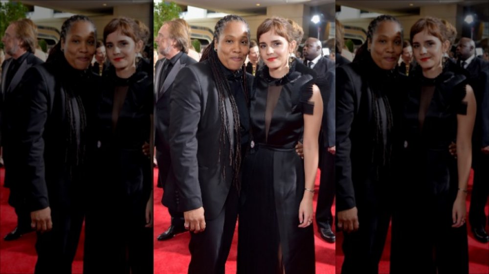 Marai Larasi and Emma Watson at the 2018 Golden Globes