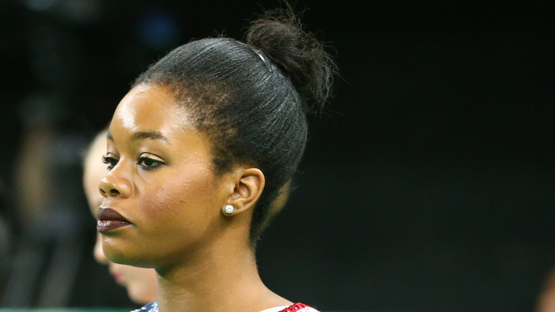 Gabby Douglas frowning