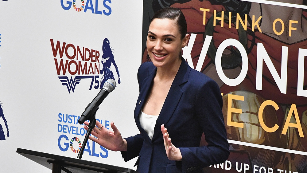 Gal Gadot smiling while speaking