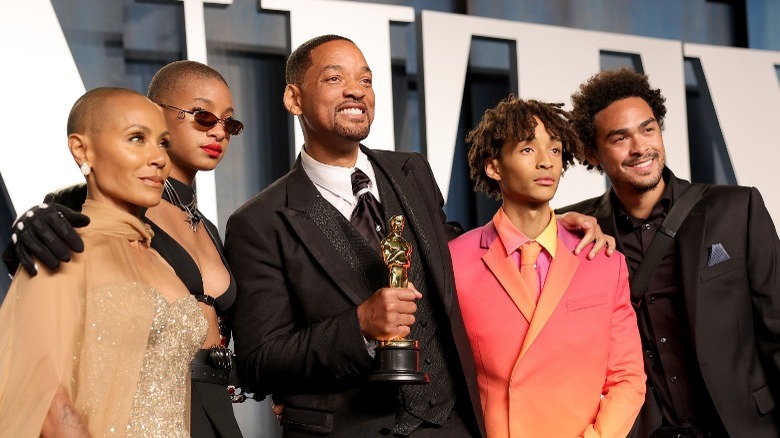 Jada, Willow, Will, Jaden, and Trey Smith at the Vanity Fair afterparty