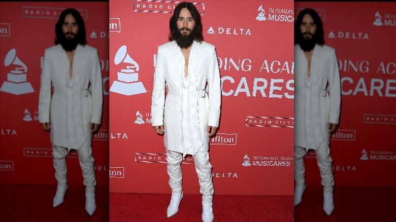 Jared Leto in a white suit