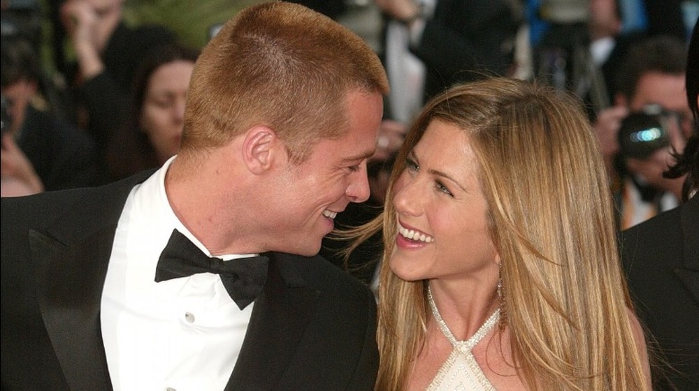 Brad Pitt and Jennifer Aniston smiling