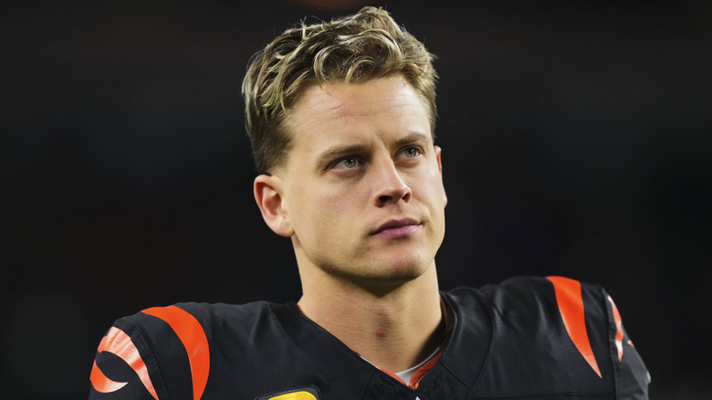 Joe Burrow wearing his Bengals jersey