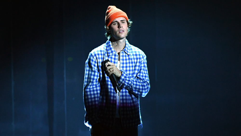 Justin Bieber alone on stage