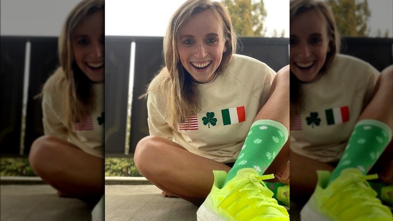 Katie Ledecky wearing green socks