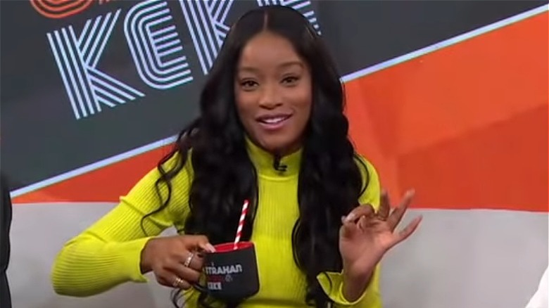 Keke Palmer holding a mug on GMA3