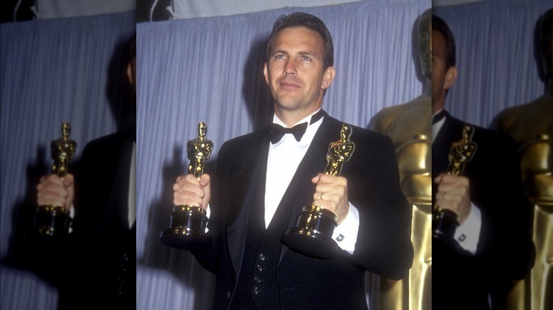 Kevin Costner with two Oscars