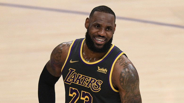 LeBron James playing for the Lakers in 2021.