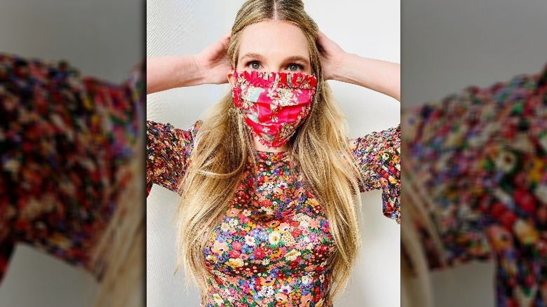 lily rabe the vampires wife floral top and face mask