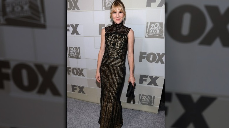 lily rabe in gothic sheer lace dress