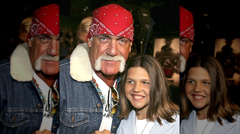 Hulk Hogan posing with Richard "Little Hercules" Sandrak