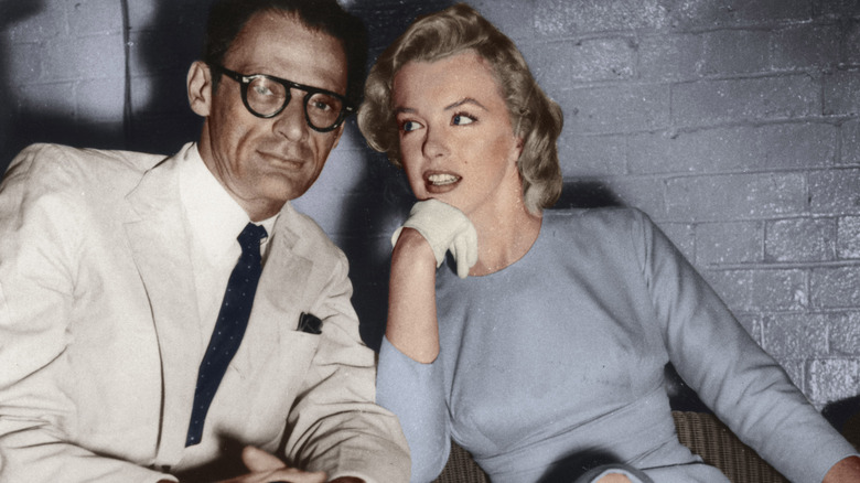 Marilyn Monroe and Arthur Miller posing 