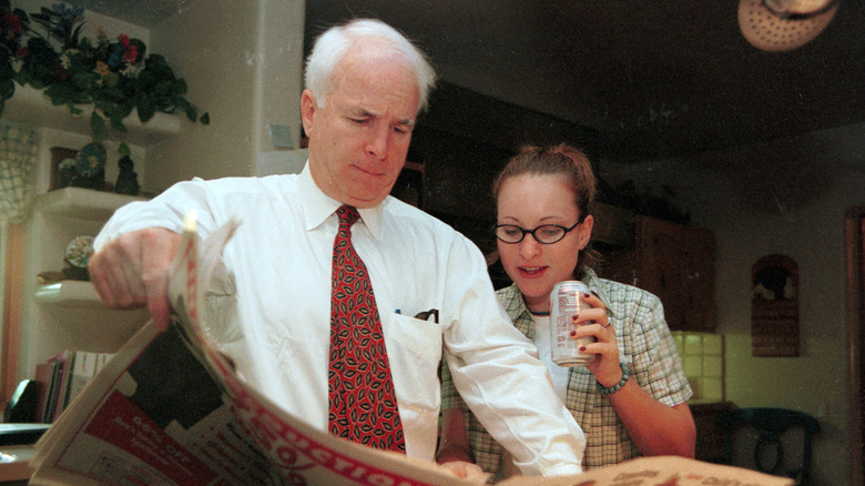 John McCain and Meghan McCain newspaper