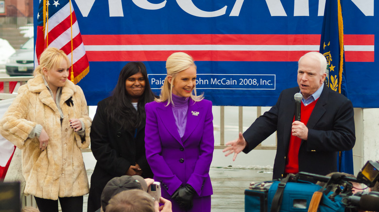 Meghan, Bridget, Cindy and John McCain rally