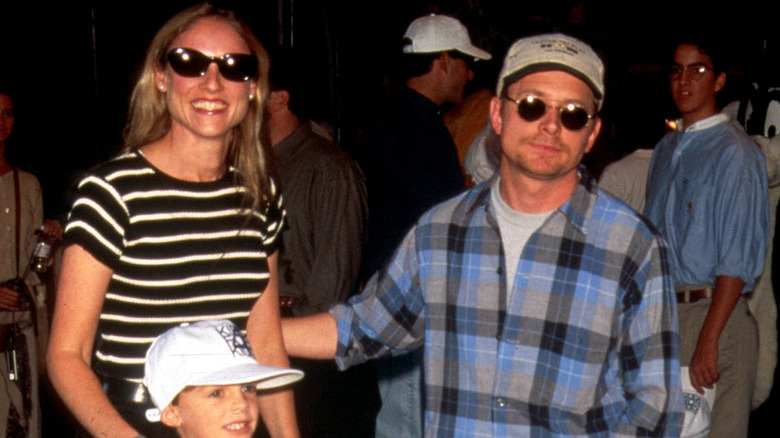 Michael J. Fox with his wife and son