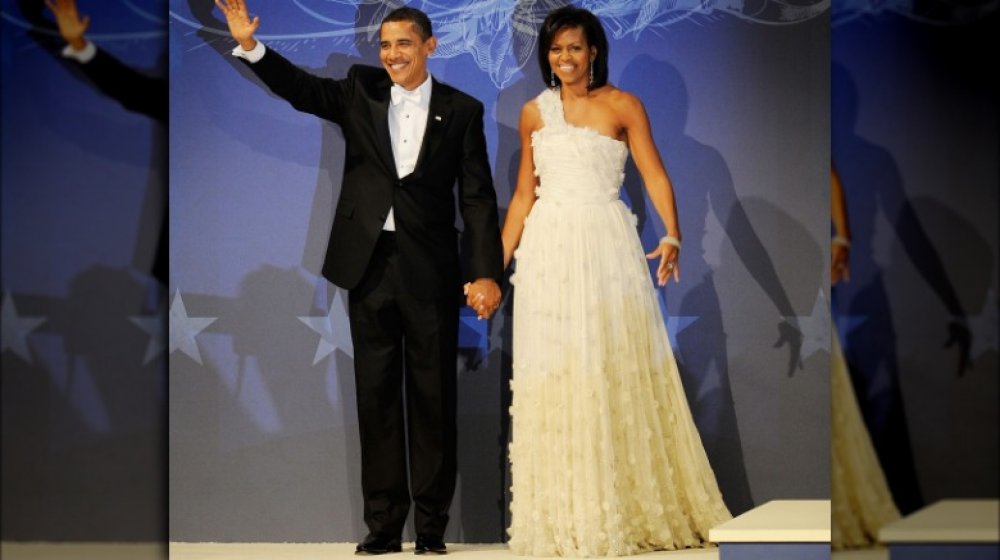 Barack Obama and Michelle Obama at Barack's inaugural ball in January 2009
