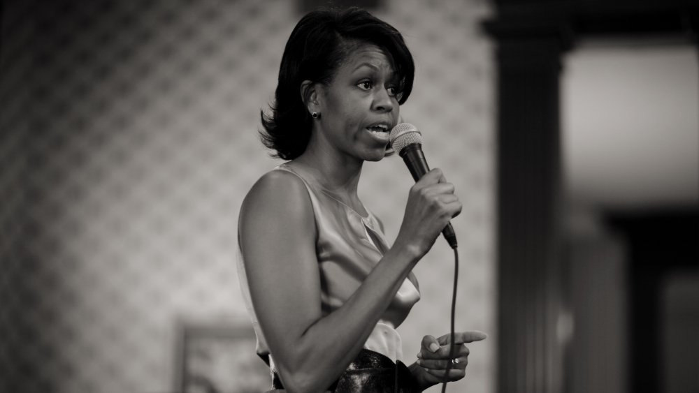 Michelle Obama speaking at a campaign event in 2007 