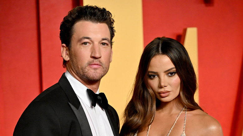 Miles Teller and Keleigh Sperry posing