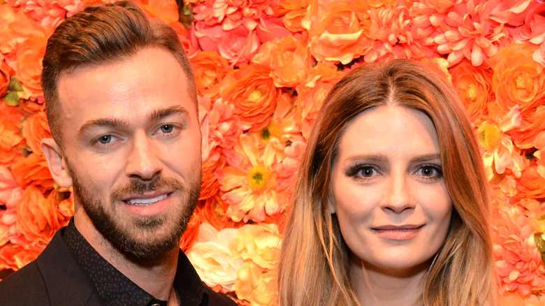 Artem Chigvintsev, Mischa Barton, promoting Dancing with the Stars in 2016, not smiling