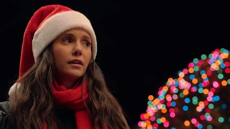 Nina Dobrev and Christmas lights