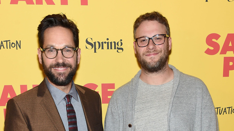 Paul Rudd all smiles with Seth Rogen