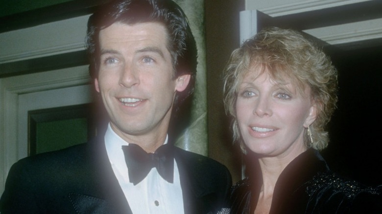 Pierce Brosnan and Cassandra Harris smiling 