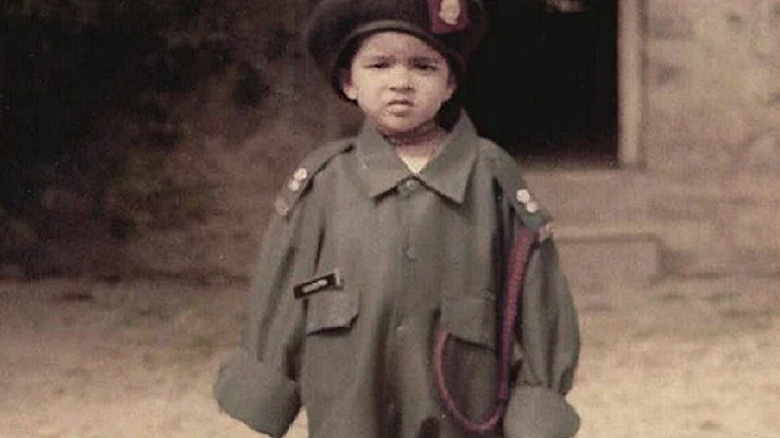 Young Priyanka Chopra wearing military uniform