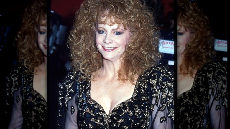 Reba McEntire with huge curly hair