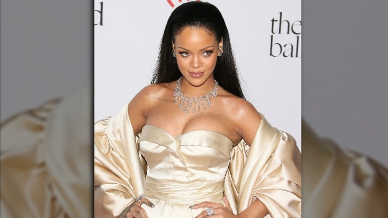 Rihanna in gold gown