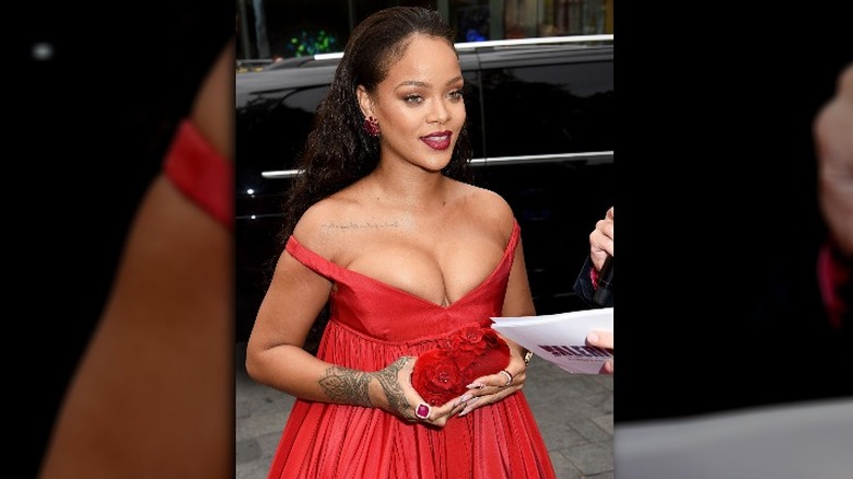 Rihanna in red gown