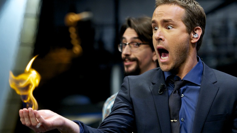 Ryan Reynolds making faux shocked face