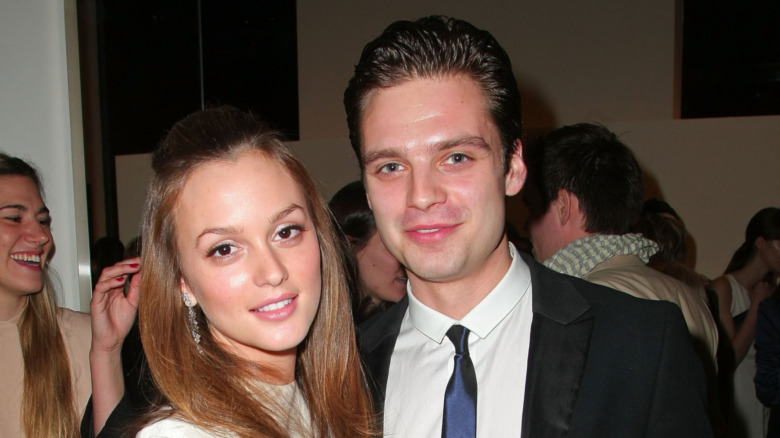 Leighton Meester and Sebastian Stan smiling