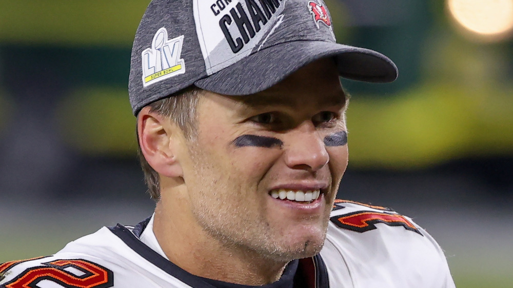 Tom Brady smiles after winning the 2020 NFC Championship