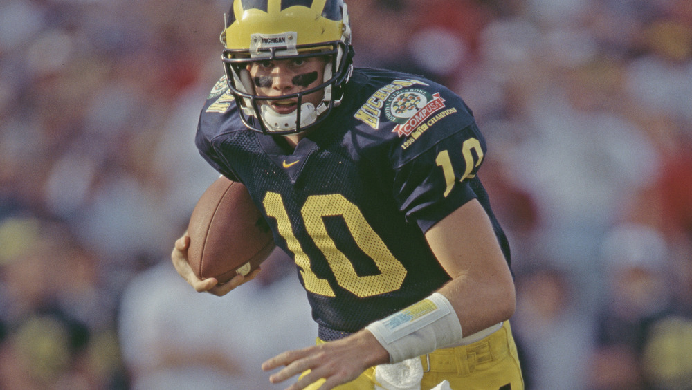 Tom Brady looking intense on the field during the 1999 Citrus Bowl