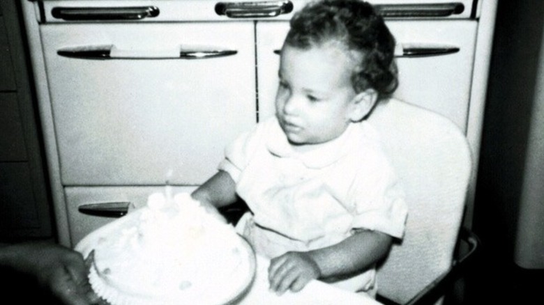 Tom Hanks with his first birthday cake