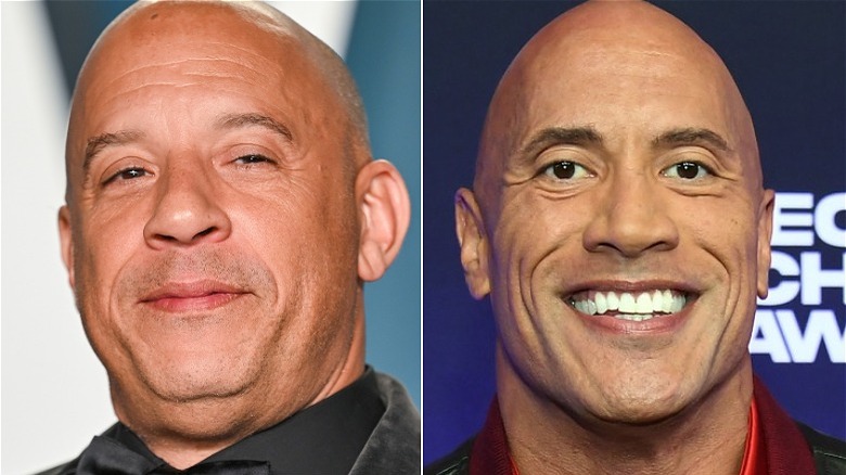 Vin Diesel, The Rock smiling