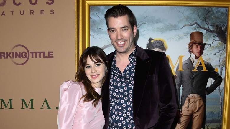 Zooey Deschanel and Jonathan Scott attend the premiere of Focus Features' "Emma."