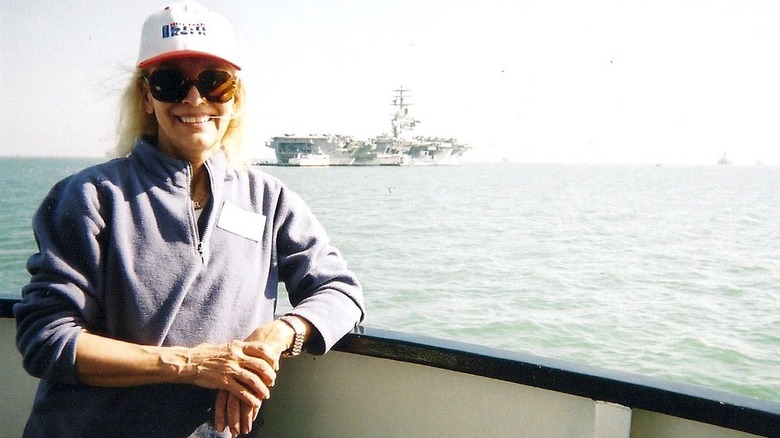 Barbara Simpson posing on boat