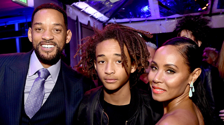 Will, Jayden and Jada Smith posing