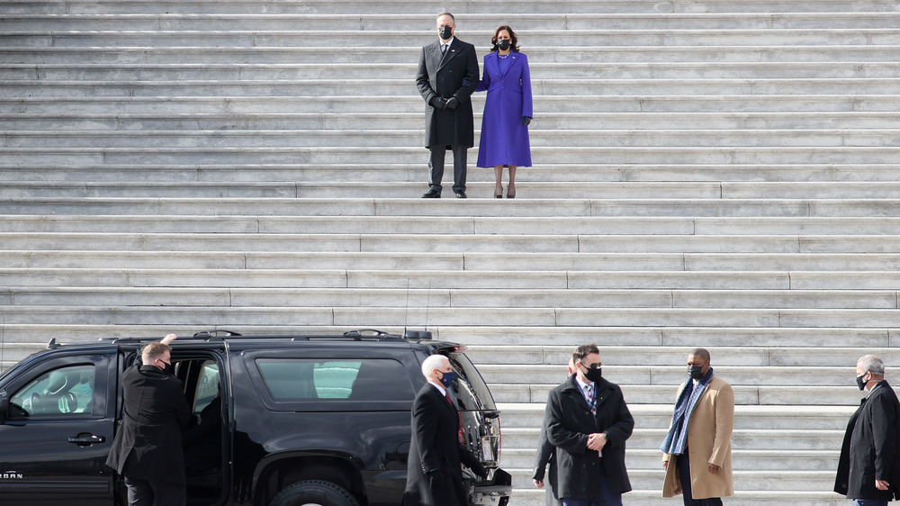 Officer Eugene Goodman escorting Vice President Kamala Harris in the inauguration