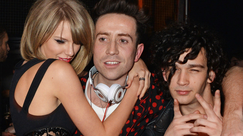 Taylor Swift, Nick Grimshaw, and Matty Healy 