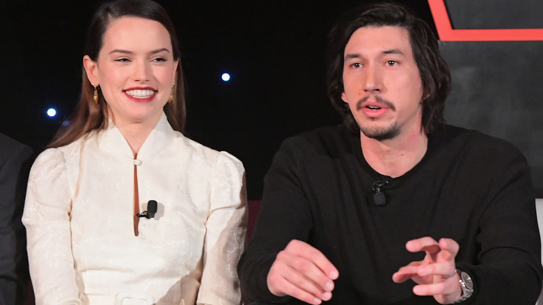 Daisy Ridley and Adam Driver at a panel