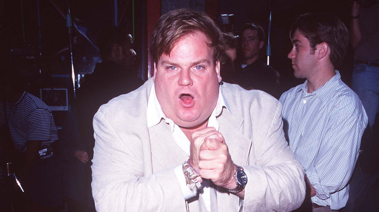 Chris Farley in glasses