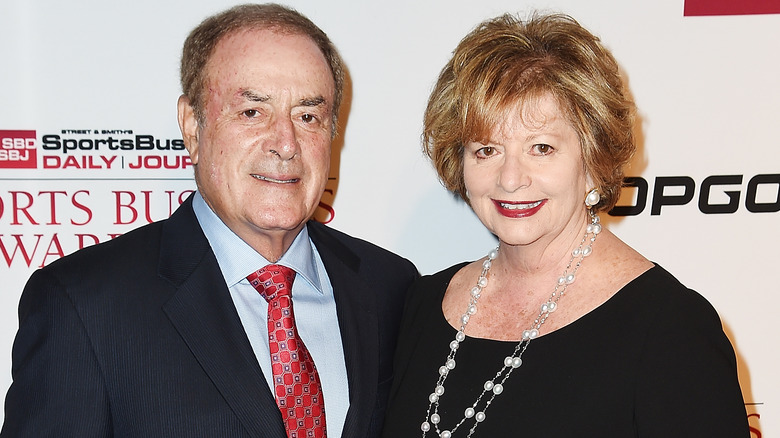 Al and Linda Michaels smile on the red carpet